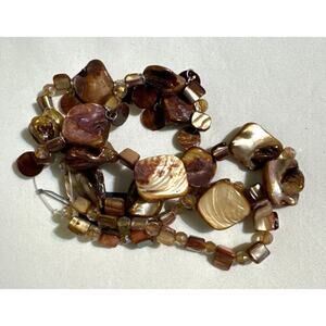 Bracelet Multi Stretch Strand with Brown Dyed Sea Shell Beads NWOT